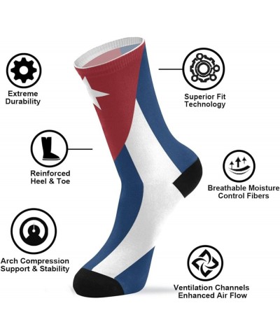 Women's and Men's Crew Athletic Socks Middle Calf Socks Novelty Cozy Casual Socks Cuba Flag $10.11 Activewear