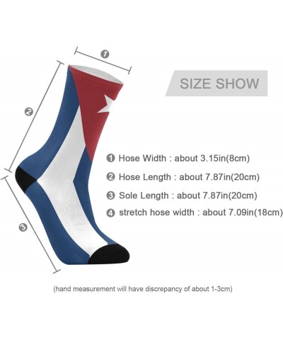 Women's and Men's Crew Athletic Socks Middle Calf Socks Novelty Cozy Casual Socks Cuba Flag $10.11 Activewear