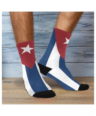 Women's and Men's Crew Athletic Socks Middle Calf Socks Novelty Cozy Casual Socks Cuba Flag $10.11 Activewear