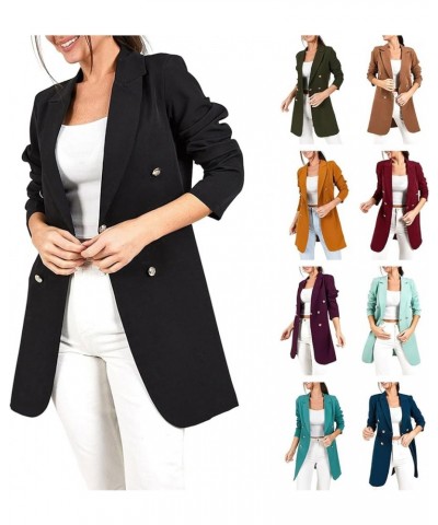 Women 3/4 Sleeve Business Casual Blazer Double Breasted Lined Fashion Work Office Light Stretch Slim Fit Suit Jacket Wine $10...