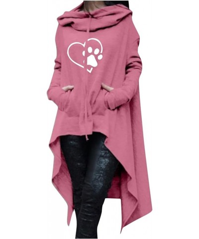 Women's Long Hoodie Irregular Hem Tunic Sweatshirts Loose Casual Blouse Pullover Fall Fashion Tops with Pocket 07 Pink $12.42...