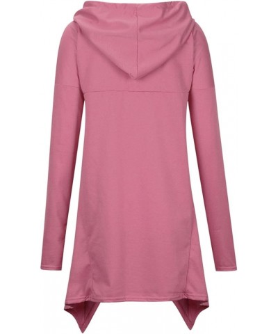 Women's Long Hoodie Irregular Hem Tunic Sweatshirts Loose Casual Blouse Pullover Fall Fashion Tops with Pocket 07 Pink $12.42...