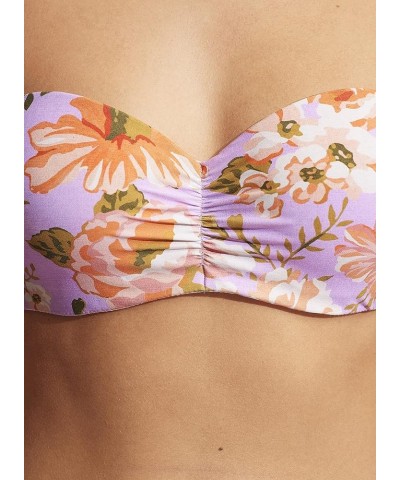 Women's Bustier Bandeau Bikini Top Swimsuit Paradise Garden Lilac $13.09 Swimsuits