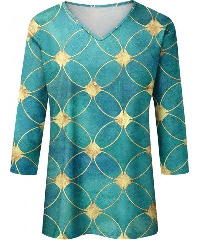 Womens Summer Tops 2023 Blouses for Women Retro Print V Neck Three Quarter Sleeve Tee Long Sleeve Shirts for Women 1-green $8...