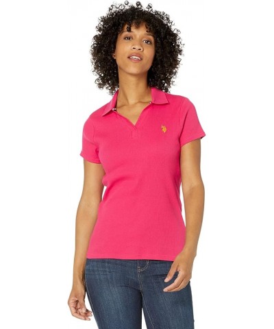 Y Rib Placket Polo Shirt Electric Fuchsia $10.61 T-Shirts