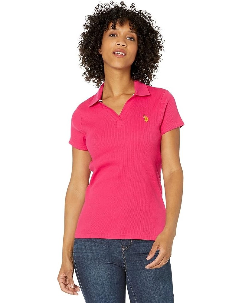 Y Rib Placket Polo Shirt Electric Fuchsia $10.61 T-Shirts