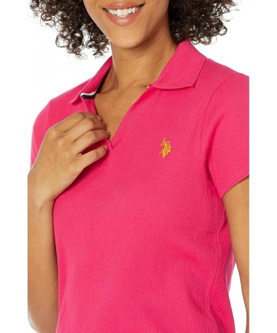 Y Rib Placket Polo Shirt Electric Fuchsia $10.61 T-Shirts