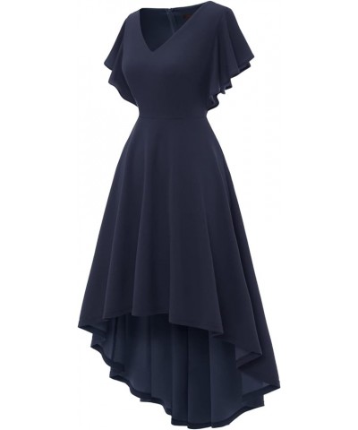 Formal Wedding Guest Dress, Modest Graduation Prom High Low Dress, Women's Cocktail Party Evening Dress 2024 Navy $10.50 Dresses