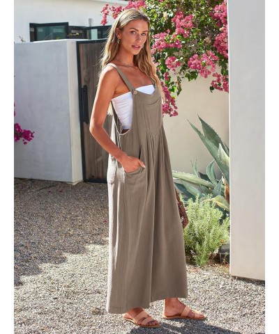 Womens Jumpsuits Overalls Wide Leg Casual Summer Outfits Rompers Jumpers Sleeveless Straps With Pockets 2024 Coffeegrey $15.3...