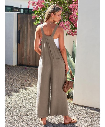 Womens Jumpsuits Overalls Wide Leg Casual Summer Outfits Rompers Jumpers Sleeveless Straps With Pockets 2024 Coffeegrey $15.3...