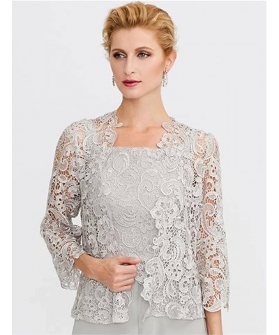 Women's Floral Lace Shrug Cardigan 3/4 Sleeve Crochet Bolero Jacket Wedding wraps NY016 Dusty Sage $18.00 Sweaters