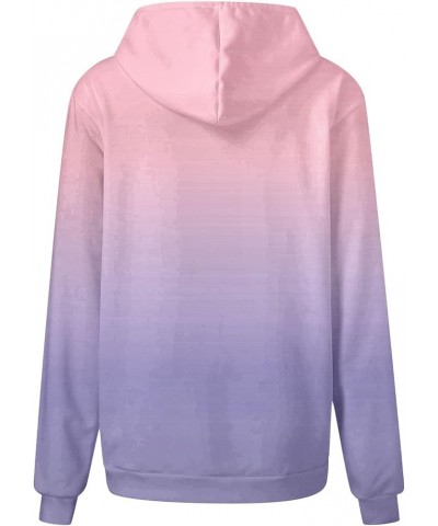 Women's Gradient Hooded Sweatshirts Oversized Fleece Pullover Hoodie Top Fall Outfits 2023 Winter Clothes 015 Pink $19.94 Tops