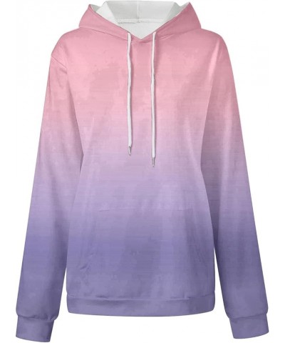 Women's Gradient Hooded Sweatshirts Oversized Fleece Pullover Hoodie Top Fall Outfits 2023 Winter Clothes 015 Pink $19.94 Tops