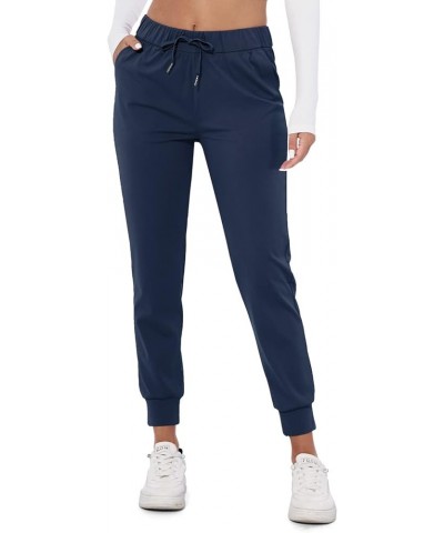 Womens Joggers Lightweight Running Pants with Pockets, Drawstring Jogging Pants Navy Blue-new Batch $18.75 Activewear