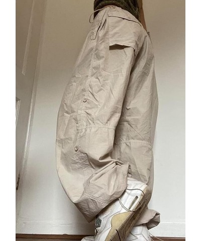 Women's Baggy Cargo Pants Wide Leg Harajuku Vintage Y2K Low Rise Trousers Streetwear Jogger Relaxed Cinch Pants A-beige $13.9...