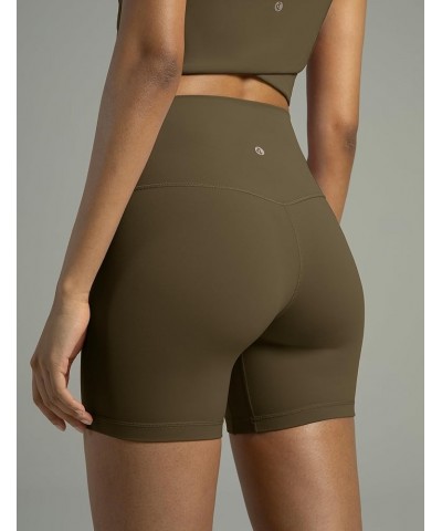 Women's Dreamlux High Waisted Yoga Shorts 6" Inseam Workout Tights Olive $15.51 Activewear