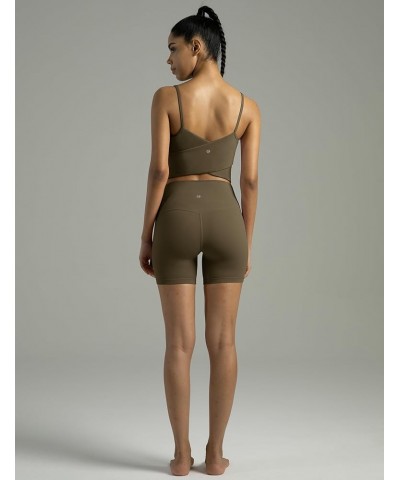 Women's Dreamlux High Waisted Yoga Shorts 6" Inseam Workout Tights Olive $15.51 Activewear