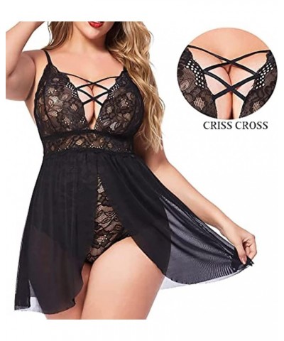 Womens Babydoll Lingerie Mesh Sheer Strap Sexy Nightwear Chemise Teddy Full Slip Sleepwear V Neck Negligee Nightie Jzx2305294...