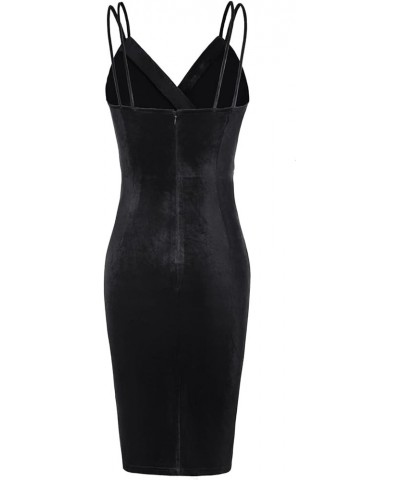 Women's Sexy Spaghetti Straps Cocktail Dresses for Wedding Guest Ruched V-neck Bodycon Dress Black (Velvet) $15.50 Dresses