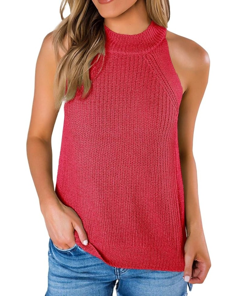 Women's Summer Halter Tank Tops Sleeveless Casual Racerback Loose Shirts Knit Cami Sweater Vest X-red $13.55 Tanks