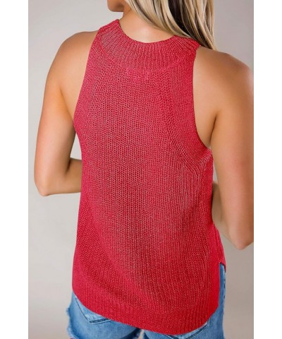 Women's Summer Halter Tank Tops Sleeveless Casual Racerback Loose Shirts Knit Cami Sweater Vest X-red $13.55 Tanks