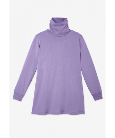 Women's Plus Size Perfect Long-Sleeve Turtleneck Tee Shirt Heather Grey $14.35 T-Shirts