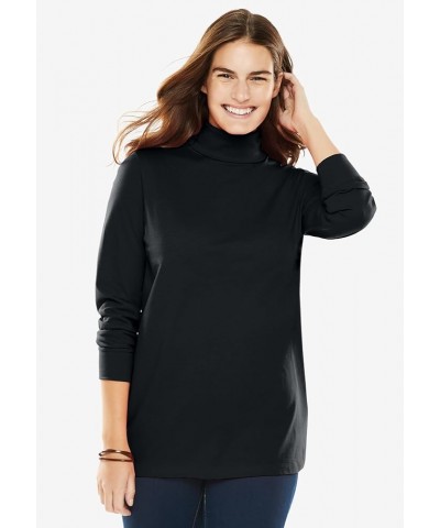 Women's Plus Size Perfect Long-Sleeve Turtleneck Tee Shirt Heather Grey $14.35 T-Shirts