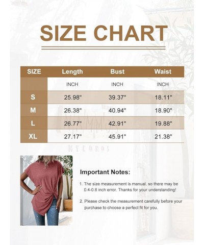 Women's Asymmetrical Hem Shirts Twist Front Short Sleeve Summer Trendy Tops Pink $9.60 T-Shirts