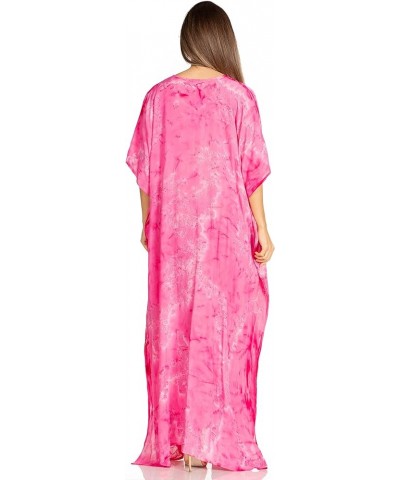 Pilar Petite Women's Casual Long Short Sleeve Beach Maxi Caftan Kaftan Dress 3-fuchsia $15.84 Swimsuits