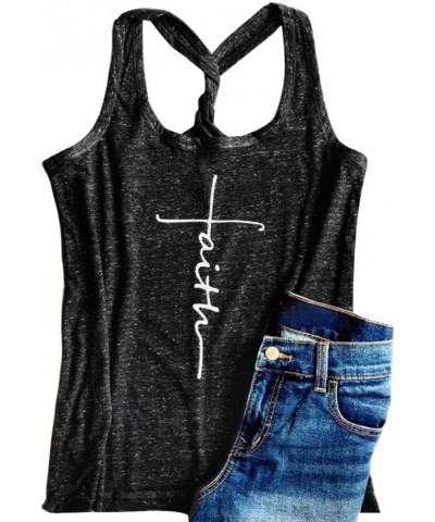 Women Graphic Tank Tops Sleeveless Racerback Faith Tank Tops Shirt Cami Tee Black $9.90 Tanks