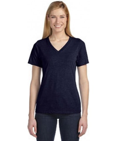 Missy Made in the USA Jersey Short-Sleeve V-Neck T-Shirt - NAVY - L $8.67 Activewear