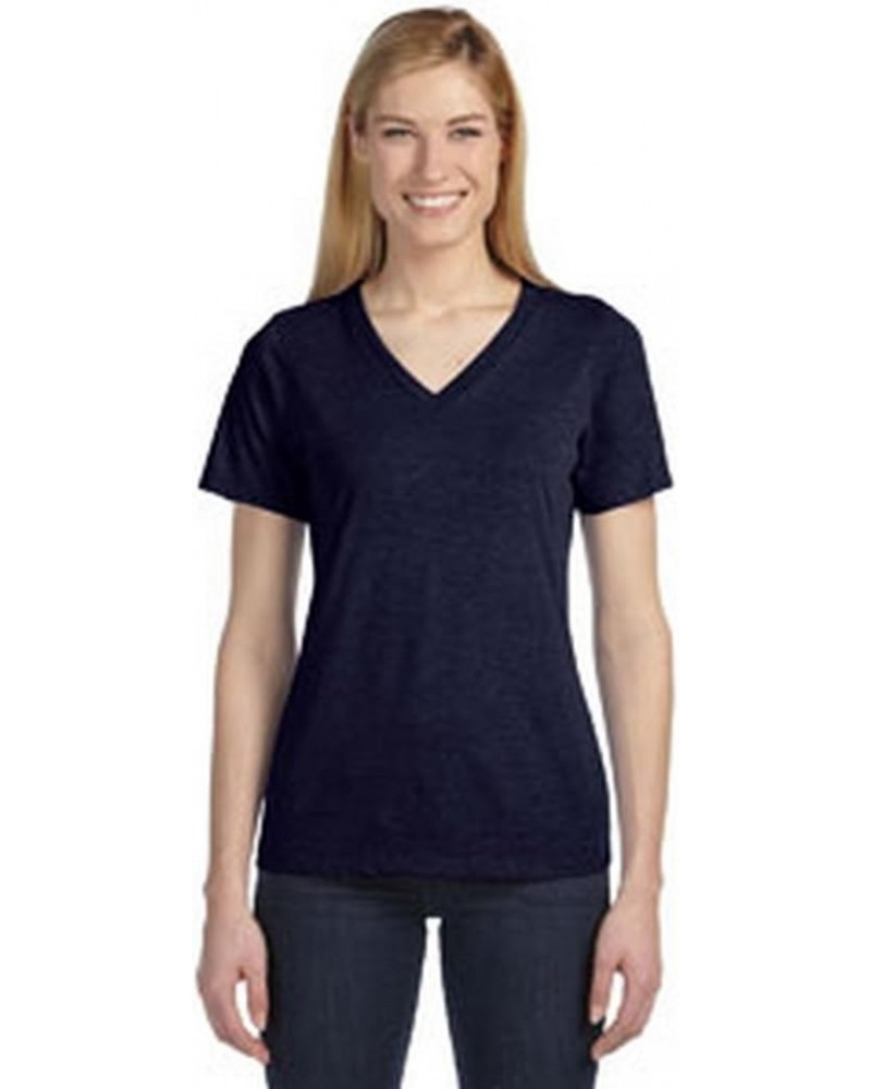 Missy Made in the USA Jersey Short-Sleeve V-Neck T-Shirt - NAVY - L $8.67 Activewear