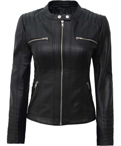 Leather Jacket Women - Real Lambskin Womens Leather Jackets with Removable Hood Black - Helen Jacket $88.32 Coats