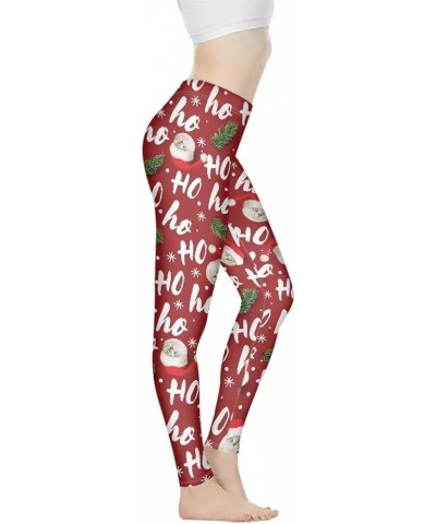 High Waisted Leggings for Women Workout Yoga Pants Soft Butt Lifting Leggings XS-3XL Christmas Cat Ho-red $12.60 Leggings