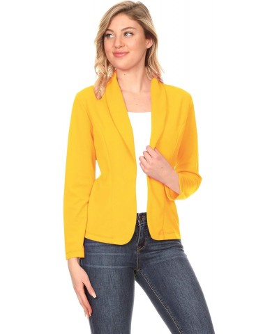 Women's Casual Office Work Long Sleeve Open Front Blazer Jacke with Plus Size Mustard 3XL $13.35 Blazers