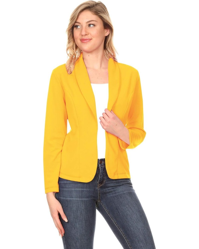 Women's Casual Office Work Long Sleeve Open Front Blazer Jacke with Plus Size Mustard 3XL $13.35 Blazers