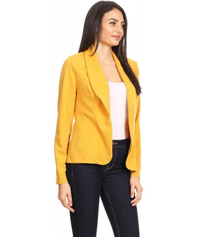 Women's Casual Office Work Long Sleeve Open Front Blazer Jacke with Plus Size Mustard 3XL $13.35 Blazers