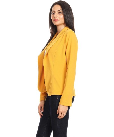 Women's Casual Office Work Long Sleeve Open Front Blazer Jacke with Plus Size Mustard 3XL $13.35 Blazers