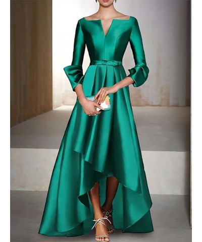 A-Line Evening Gown High Low Elegant Dress Fall Wedding Guest Dress Satin with Bow(s) 2023 LY039 Fuchsia $63.45 Dresses