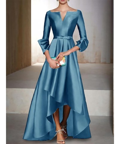 A-Line Evening Gown High Low Elegant Dress Fall Wedding Guest Dress Satin with Bow(s) 2023 LY039 Fuchsia $63.45 Dresses