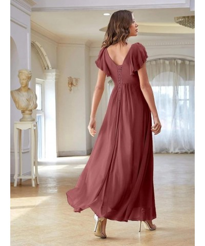 2023 Bridesmaid Dresses Long Slit Chiffon Evening Gowns Short Sleeves Pleated Formal Party Dress with Pockets OSA004 Mint $25...