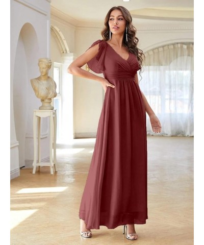 2023 Bridesmaid Dresses Long Slit Chiffon Evening Gowns Short Sleeves Pleated Formal Party Dress with Pockets OSA004 Mint $25...