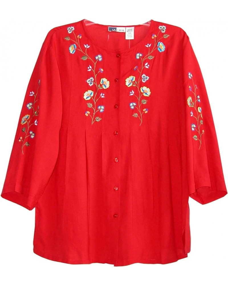 Women's Embroidered Top Red $21.16 Blouses