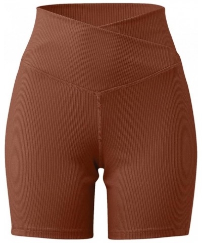 Yoga Shorts with Pockets for Women Running Athletic Shorts High Waisted Tummy Control Comfy Shorts B03-coffee $6.23 Activewear