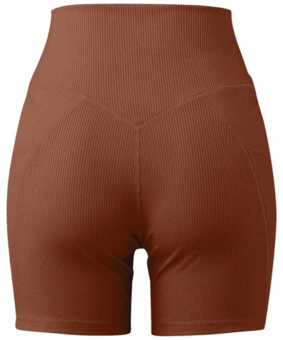 Yoga Shorts with Pockets for Women Running Athletic Shorts High Waisted Tummy Control Comfy Shorts B03-coffee $6.23 Activewear