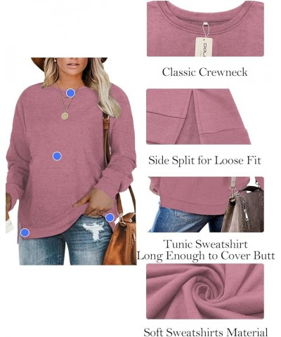 Plus-Size Sweatshirts for Women Casual Tops Side Slit Pullovers Shirts Rose Red $15.18 Hoodies & Sweatshirts