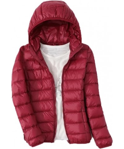 Thin Down Jacket Women Autumn Winter Slim Short Hooded Warm White Duck Down Coat Navy Blue Hooded $20.86 Jackets