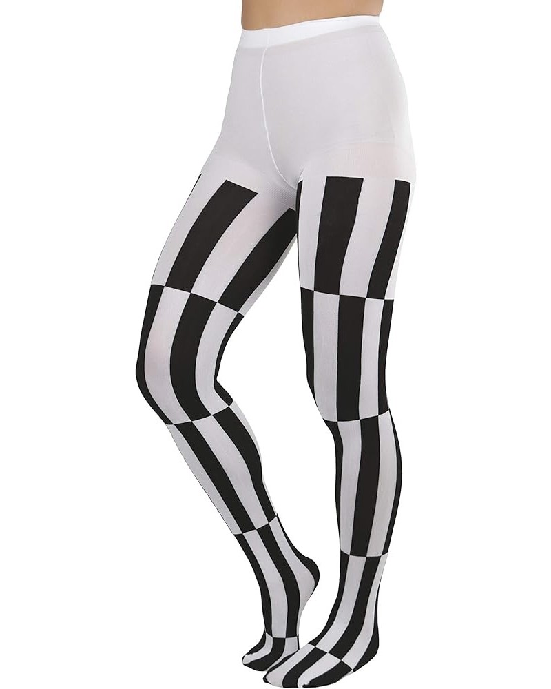 Women's Harlequin Designed Opaque Full Footed Pantyhose Abstract Jazzy Stripe $9.85 Socks