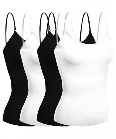 Women's Camisole Built in Bra Wireless Fabric Support Short Cami 4 Pk - Blk, Blk, Wht, Wht $7.93 Tanks