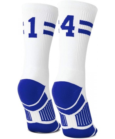 Classic Stripe Team Number Socks | Woven Mid-Calf | White & Royal 14 Or 41 $10.61 Activewear